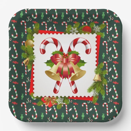 Candy Cane Christmas Pappteller (Vorderseite)