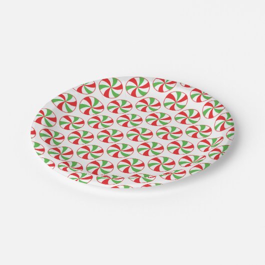 Candy Cane Christmas Party Paper Plates Pappteller (Schrägansicht)