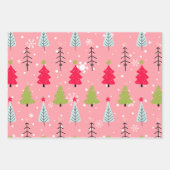 Candy Cane Christmas Pink Tree Doodle Geschenkpapier Set (Vorderseite 3)
