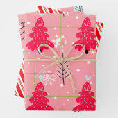 Candy Cane Christmas Pink Tree Doodle Geschenkpapier Set (Beispiel)