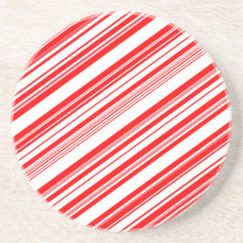 Candy Cane Christmas Red White Stripes 4Anne Sandstein Untersetzer