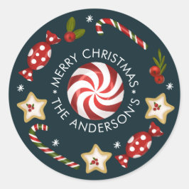 Candy Cane Christmas Runder Aufkleber