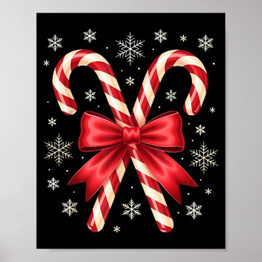 Candy Cane Christmas Season Girls Womens Retro Coq Poster (Vorne)