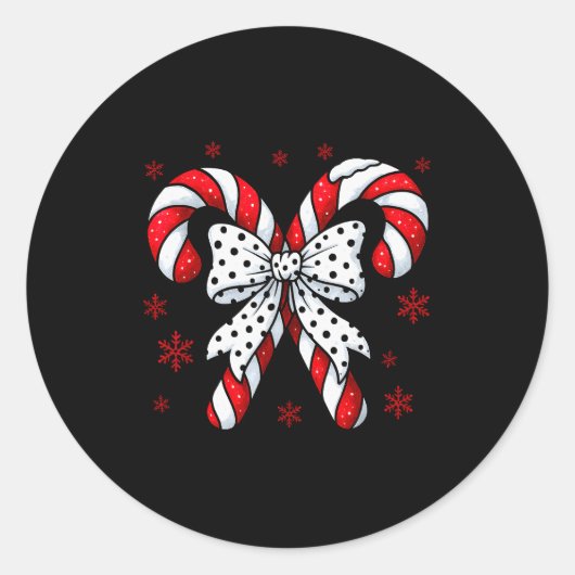 Candy Cane Christmas Season Girls Womens Retro Coq Runder Aufkleber (Vorderseite)