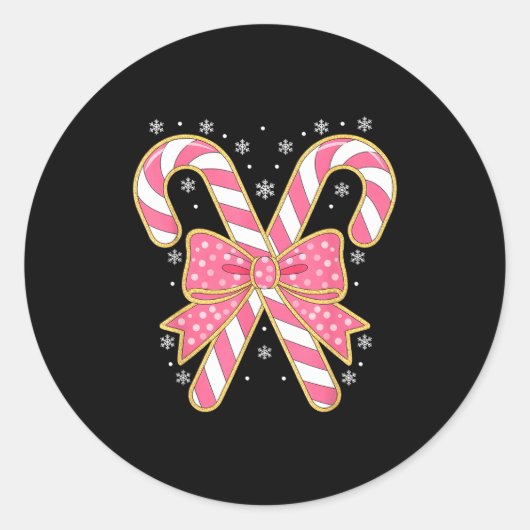Candy Cane Christmas Season Girls Womens Retro Coq Runder Aufkleber (Vorderseite)