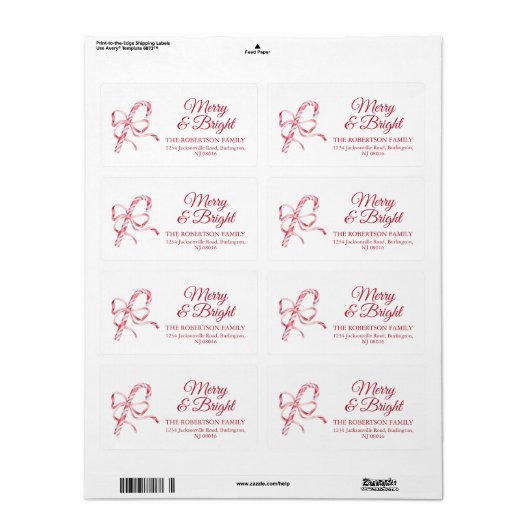 Candy Cane Christmas Shipping Label (Vorne)
