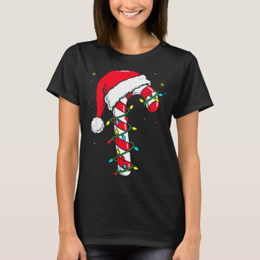 Candy Cane Christmas Shirt Santa Hat Family Matchi (Vorderseite)