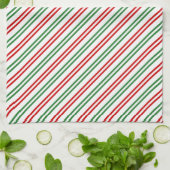 Candy Cane Christmas Stripes Red Green Geschirrtuch (Gefaltet)