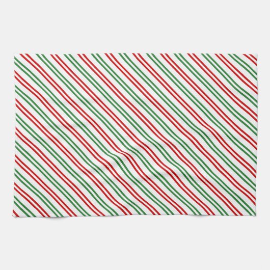 Candy Cane Christmas Stripes Red Green Geschirrtuch (Horizontal)