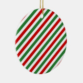 Candy Cane Christmas Stripes Red Green Keramik Ornament (Rechts)