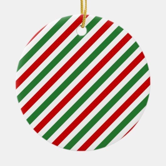 Candy Cane Christmas Stripes Red Green Keramik Ornament (Vorne)