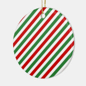 Candy Cane Christmas Stripes Red Green Keramik Ornament (Links)