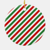 Candy Cane Christmas Stripes Red Green Keramik Ornament (Hinten)