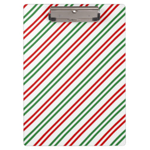 Candy Cane Christmas Stripes Red Green Klemmbrett