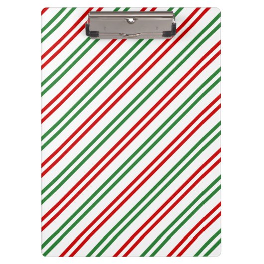 Candy Cane Christmas Stripes Red Green Klemmbrett (Vorderseite)