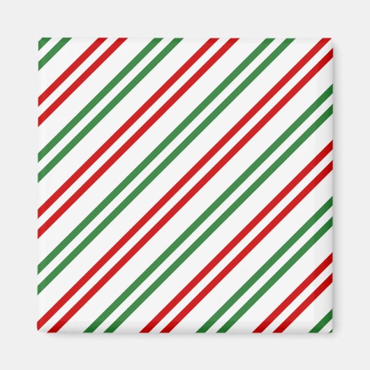 Candy Cane Christmas Stripes Red Green Magnet (Vorne)