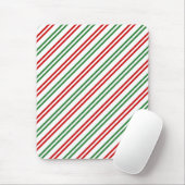 Candy Cane Christmas Stripes Red Green Mousepad (Mit Mouse)