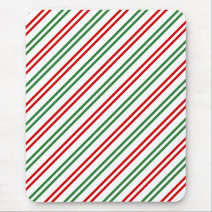 Candy Cane Christmas Stripes Red Green Mousepad