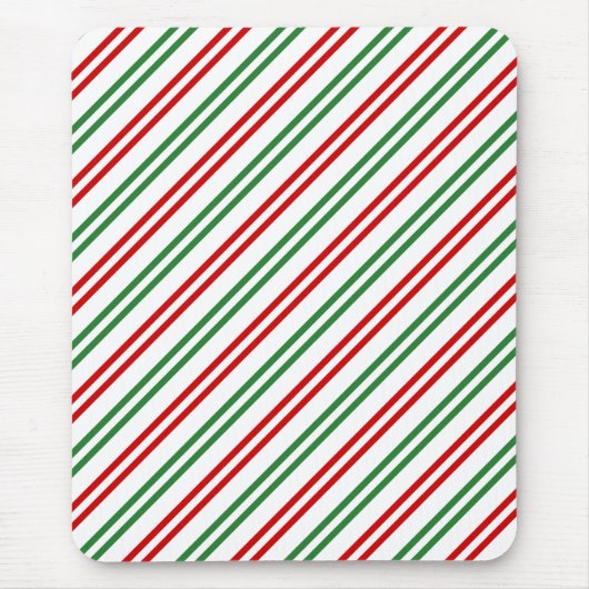 Candy Cane Christmas Stripes Red Green Mousepad (Vorne)