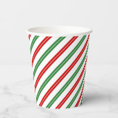 Candy Cane Christmas Stripes Red Green Pappbecher (Rückseite)