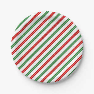Candy Cane Christmas Stripes Red Green Pappteller