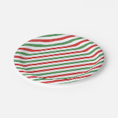 Candy Cane Christmas Stripes Red Green Pappteller (Schrägansicht)