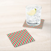 Candy Cane Christmas Stripes Red Green Rechteckiger Pappuntersetzer (Vor Ort)