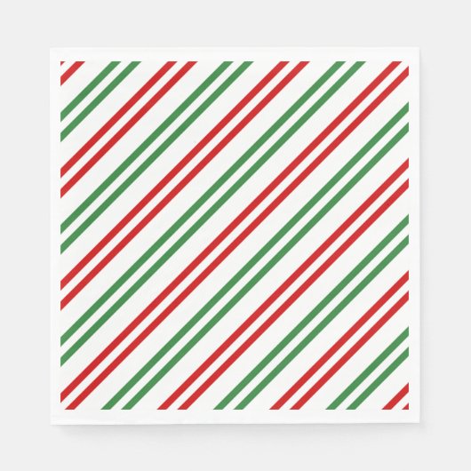 Candy Cane Christmas Stripes Red Green Serviette (Vorderseite)