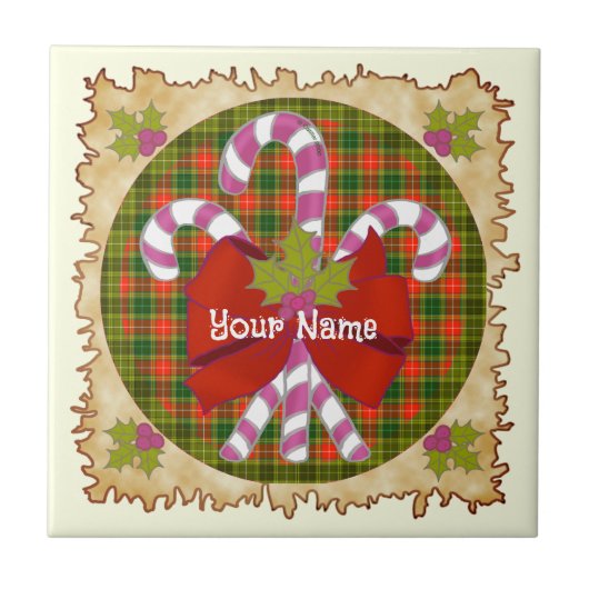 Candy Cane Christmas tile Fliese (Vorderseite)