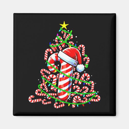 Candy Cane Christmas Tree Lights Santa Magnet (Vorne)