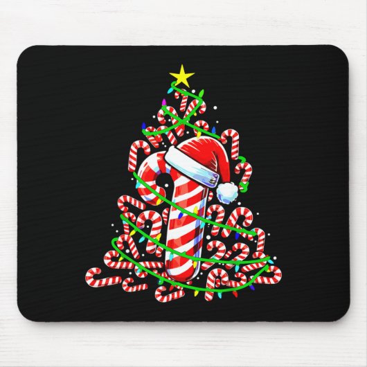 Candy Cane Christmas Tree Lights Santa Mousepad (Vorne)