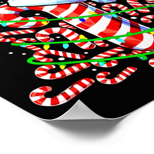 Candy Cane Christmas Tree Lights Santa  Poster (Ecke)