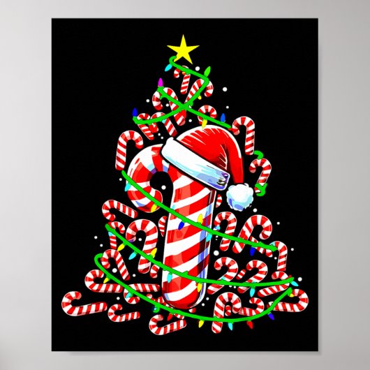 Candy Cane Christmas Tree Lights Santa Poster (Vorne)