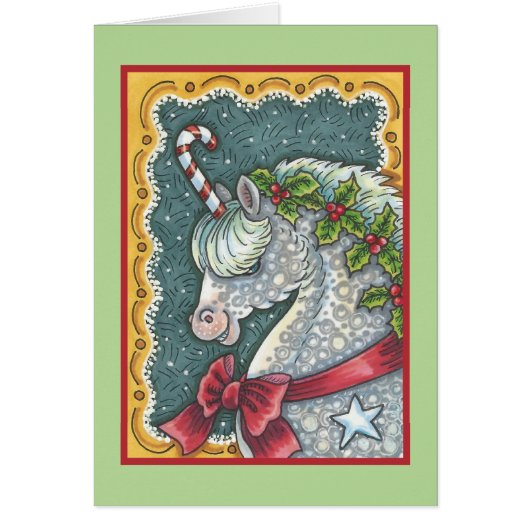 CANDY CANE CHRISTMAS UNICORN GREETING CARD B (Vorne)