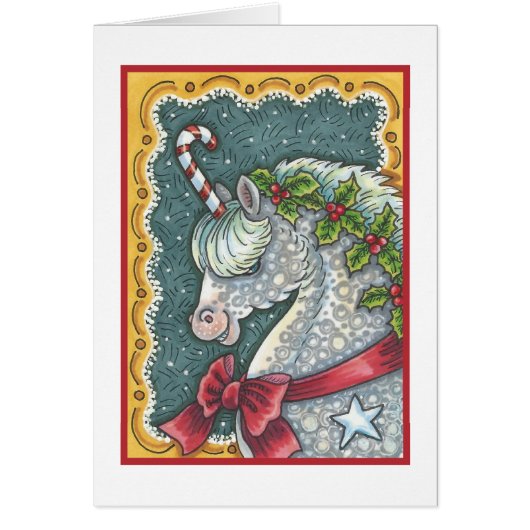 CANDY CANE CHRISTMAS UNICORN GREETING CARD B (Vorne)