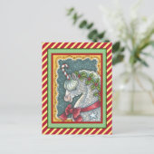 CANDY CANE CHRISTMAS UNICORN, HOLIDAY PONY FANTASY POSTKARTE (Stehend Vorderseite)