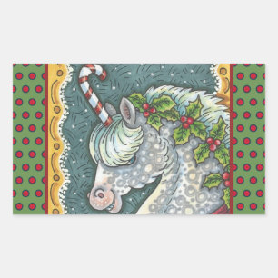 CANDY CANE CHRISTMAS UNICORN, PONY STICKERS