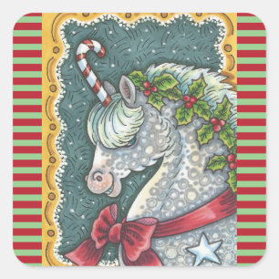 CANDY CANE CHRISTMAS UNICORN, PONY STICKERS