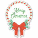 Candy Cane Christmas Wreath Personalisiert Aufkleber<br><div class="desc">Dieser niedliche Aufkleber bietet einen feinen Bonbonkord in klassischem Rot,  Weiß und Grün. Personalisieren Sie mit Ihrem Namen oder speziellen Urlaubstext.</div>