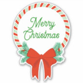 Candy Cane Christmas Wreath Personalisiert Aufkleber (Vorderseite)