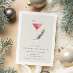Candy Cane Cocktail | Feiertag Einladung<br><div class="desc">Laden Sie Freunde oder Kollegen ein, um die Saison mit diesen eleganten Cocktail-Party Einladungen zu feiern. Das Design zeigt Ihre Veranstaltungsdetails in schicken, grauen Schriftzeichen, mit einer Aquarellbilderin eines roten Martini-Cocktails mit gestreiften Bonbons und einem Kiefernzweig. Passen Sie diese elegante Einladung mit Ihrem Veranstaltungstyp an und machen Sie sie perfekt...</div>