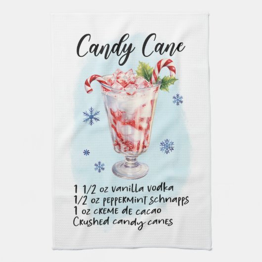 Candy Cane Cocktail Rezept Geschirrtuch (Vertikal)
