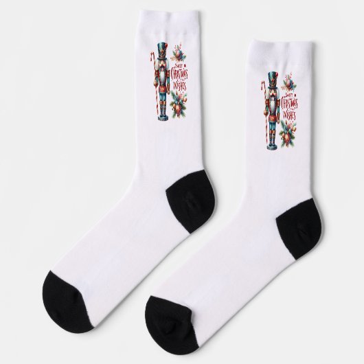Candy Cane Colorful Christmas Nutcracker Socken (Linkes Detail)
