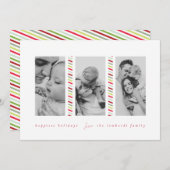 Candy Cane Cool Drei-Foto-Ferienkarte Ankündigung (Vorne/Hinten)