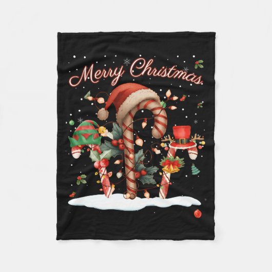 Candy Cane Crew Christmas Elf Hat Santa Holiday De Fleecedecke (Vorderseite)