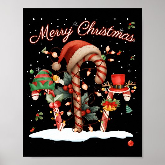 Candy Cane Crew Christmas Elf Hat Santa Holiday De Poster (Vorne)