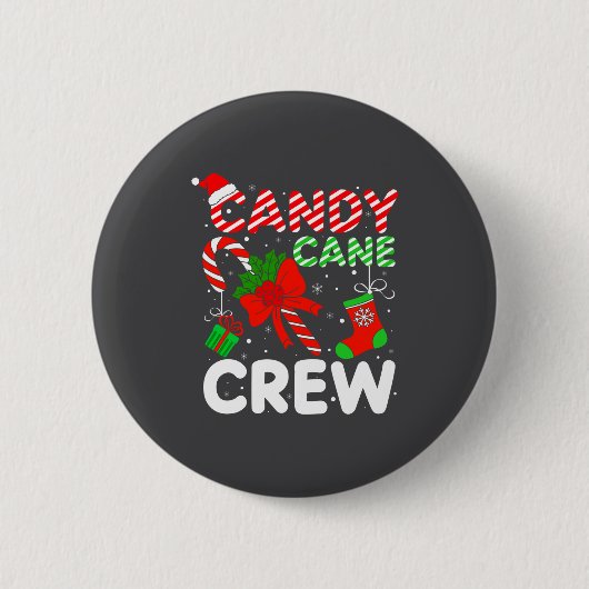 Candy Cane Crew Christmas Funny Xmas Matching Fami Button (Vorderseite)