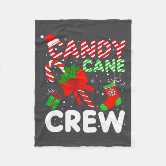Candy Cane Crew Christmas Funny Xmas Matching Fami Fleecedecke (Vorderseite)