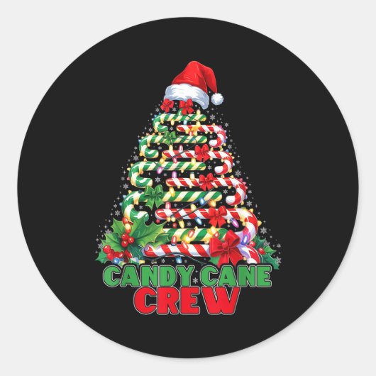 Candy Cane Crew Christmas Funny Xmas Matching Fami Runder Aufkleber (Vorderseite)