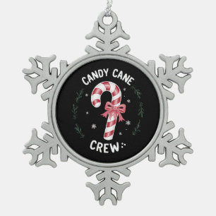 Candy Cane Crew Funny Christmas Candy Lover Xmas Schneeflocken Zinn-Ornament